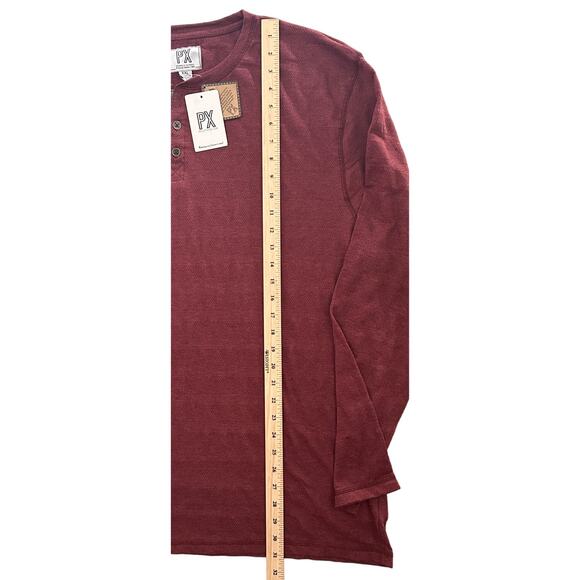 NWT PX Clothing Knit Long Sleeve Henley Burgundy 2XL - Picture 2 of 7